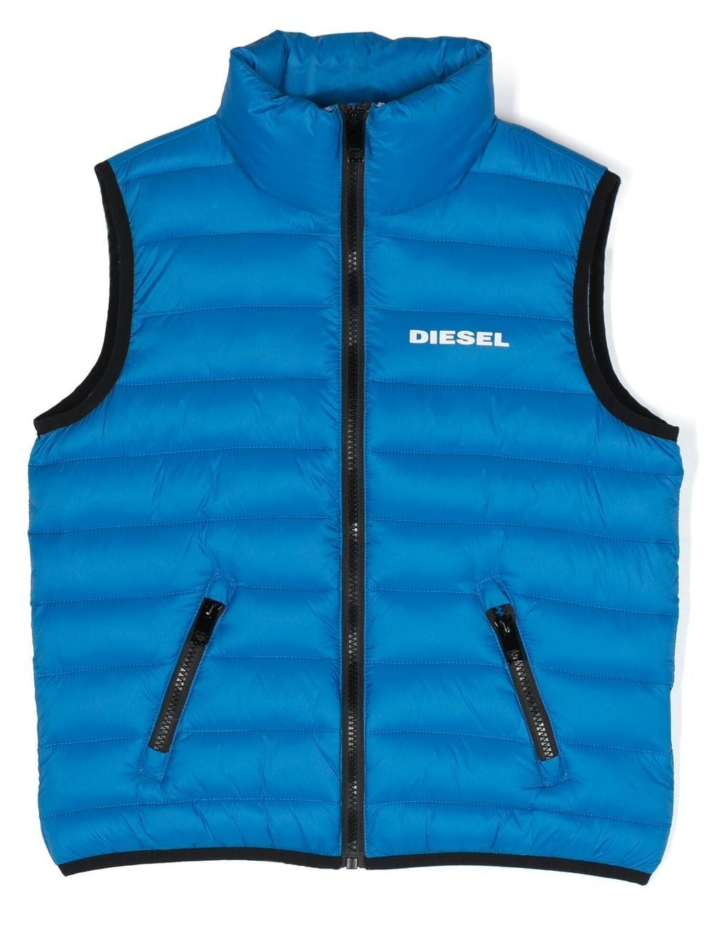 diesel kids gilet matelassé jolice à logo imprimé - bleu