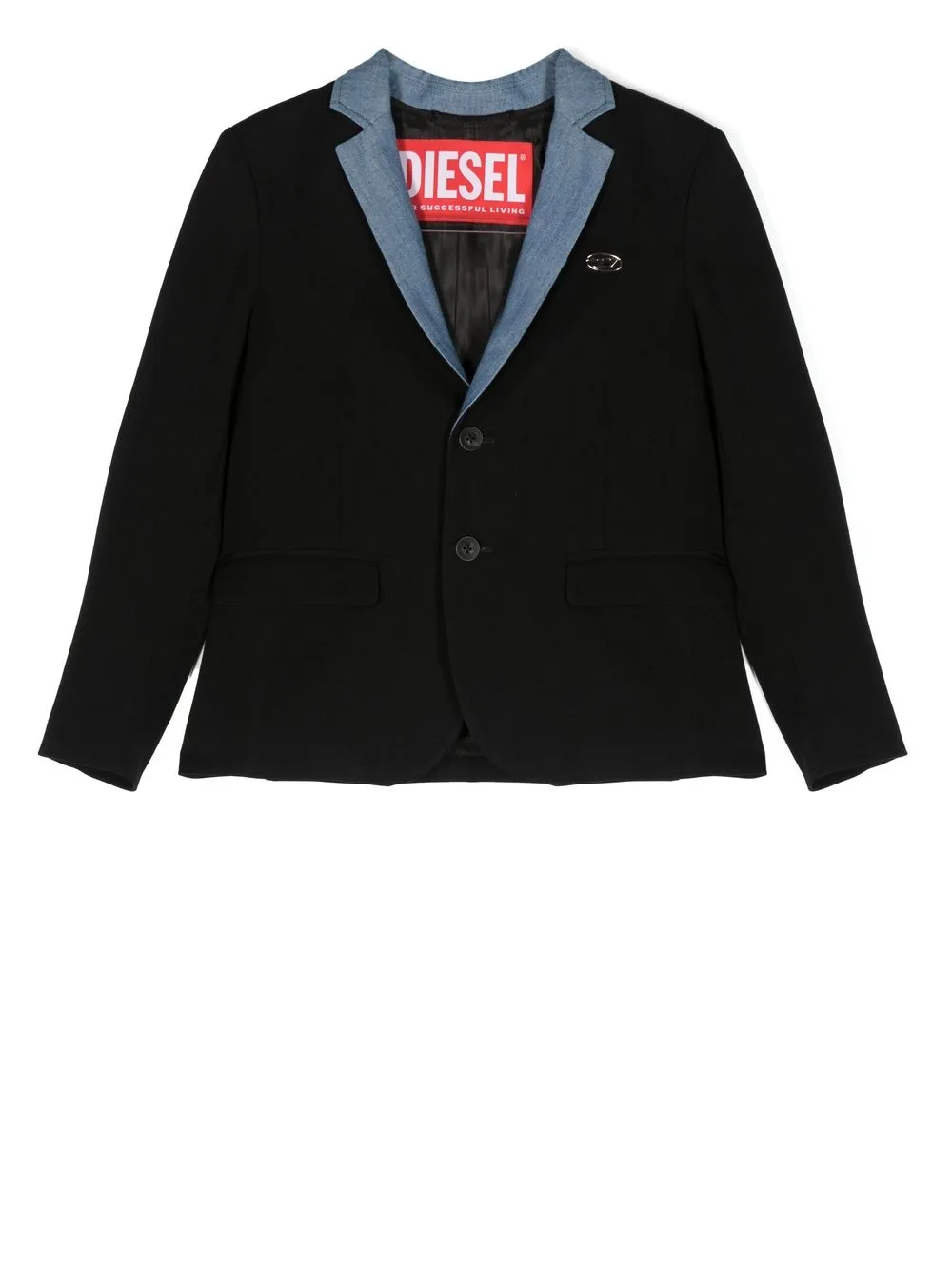 

Diesel Kids blazer con cuello en contraste - Negro