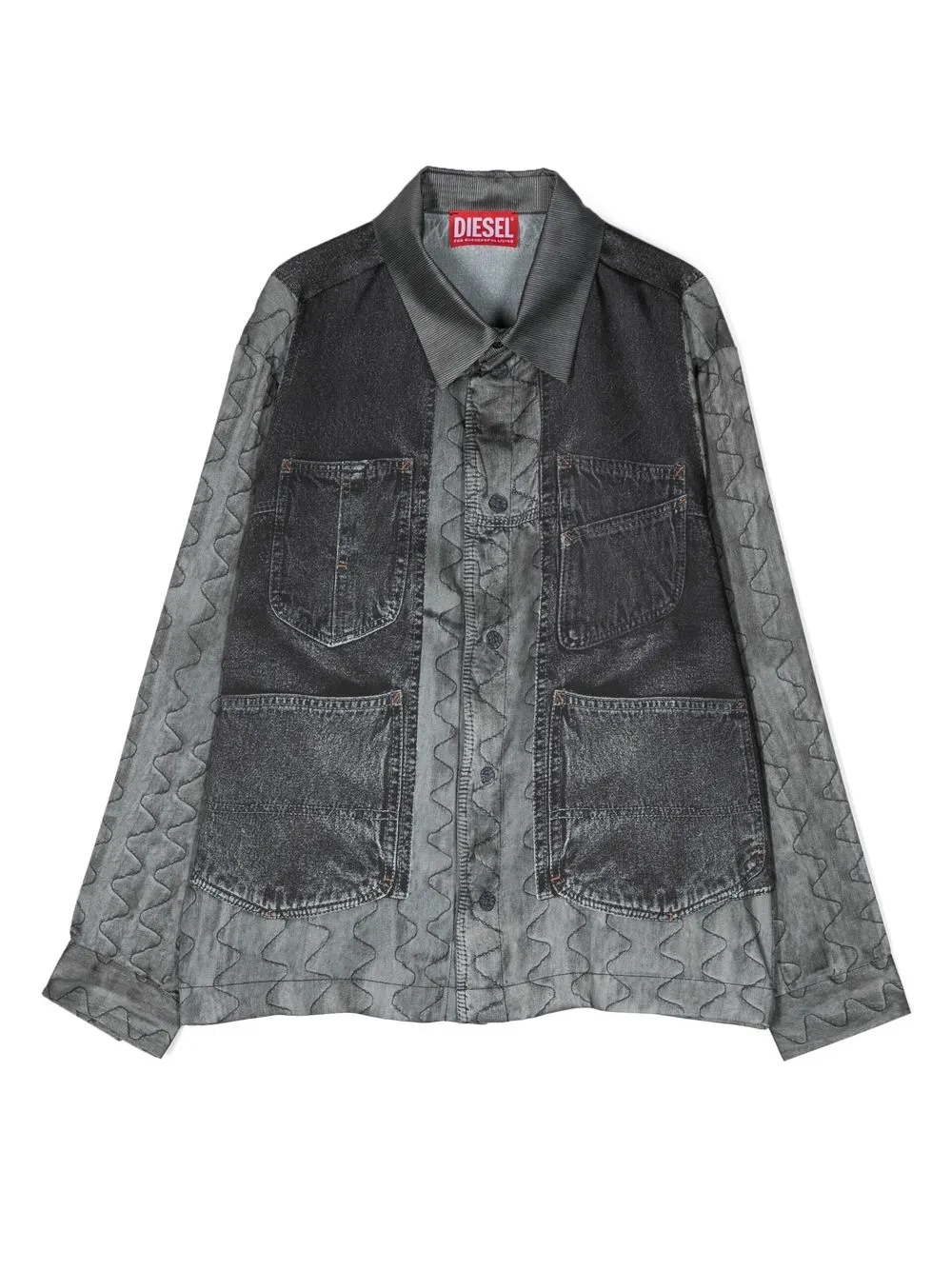 

Diesel Kids camisa con estampado gráfico - Gris