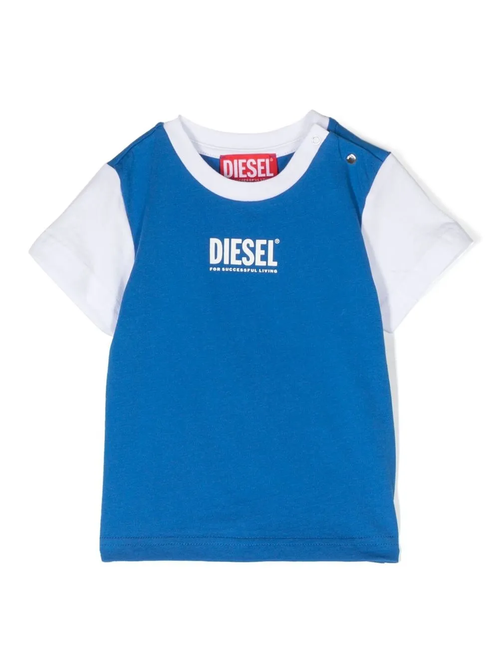 

Diesel Kids playera con logo estampado y diseño color block - Azul