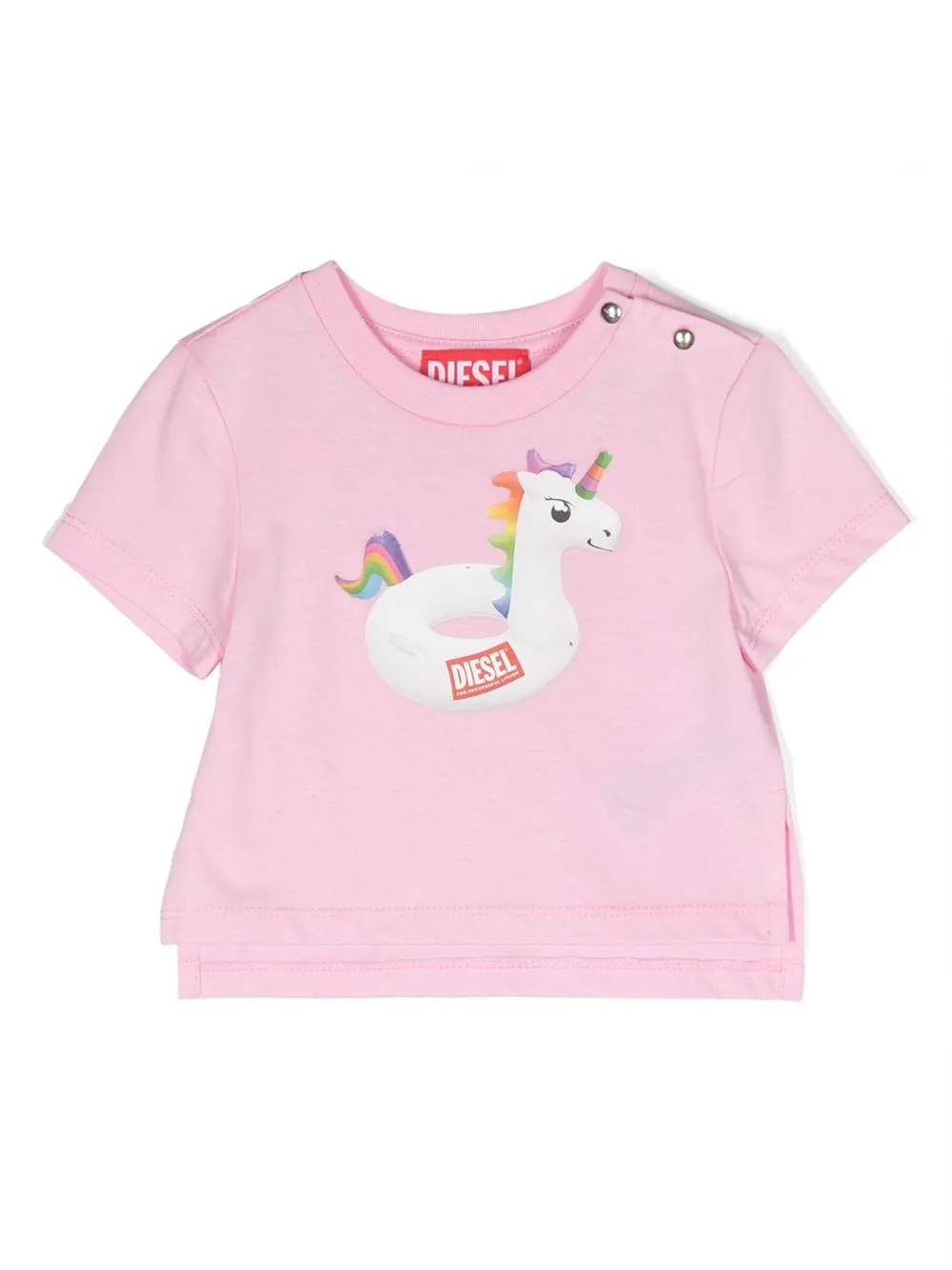 Diesel Babies' Mtornb T-shirts  Pastel Pink Beachwear T-shirt In Jersey With Unicorn Print In Rosa