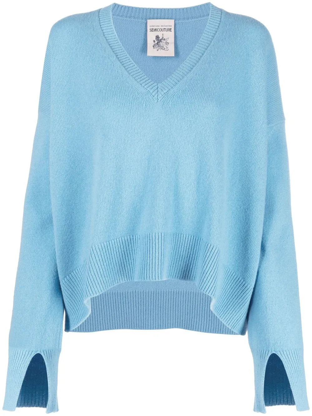 

Semicouture fine-knit V-neck jumper - Blue