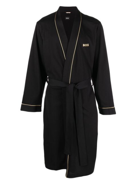 BOSS embroidered-logo tie-waist robe 