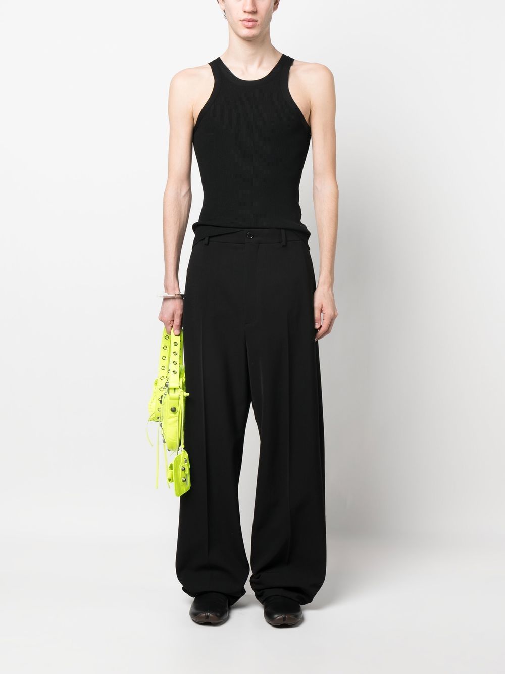 Shop Balenciaga High-waisted Straight-leg Trousers In Black