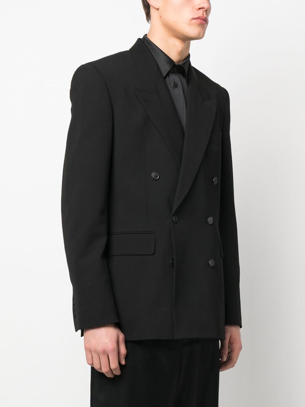 Shop Balenciaga Double-breasted Peak-lapel Blazer In Black