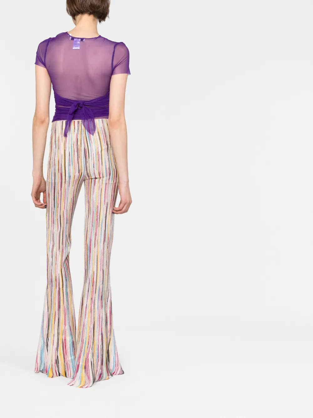 Missoni Stripe-pattern Semi-sheer Flared Trousers In Multi