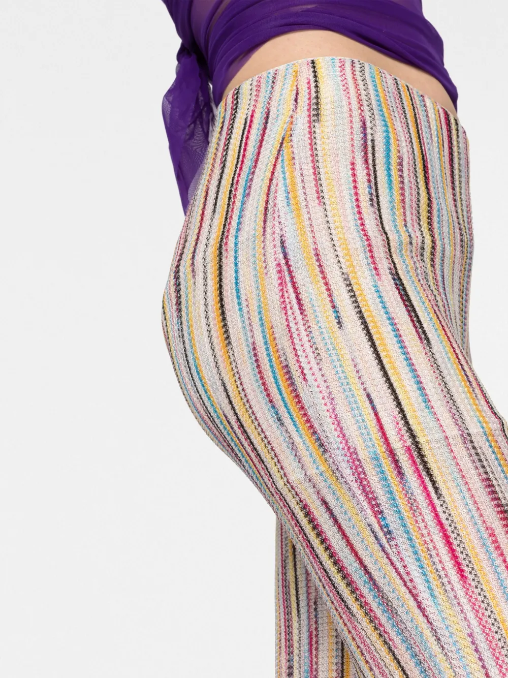 Missoni Stripe-pattern Semi-sheer Flared Trousers In Multi
