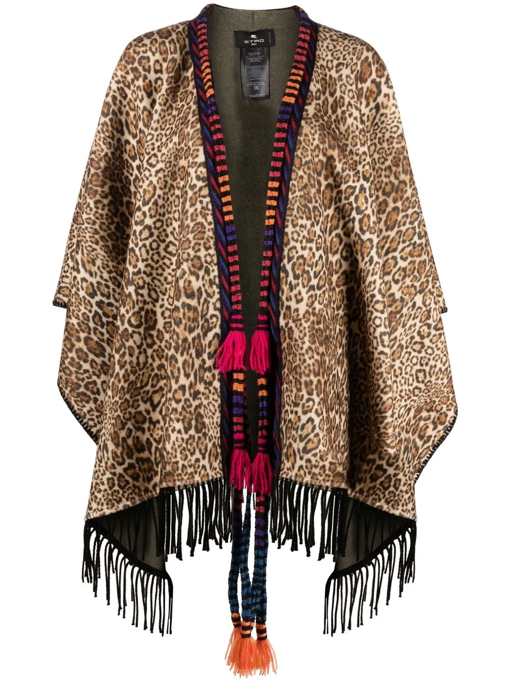 

ETRO leopard-print fringed cape - Neutrals