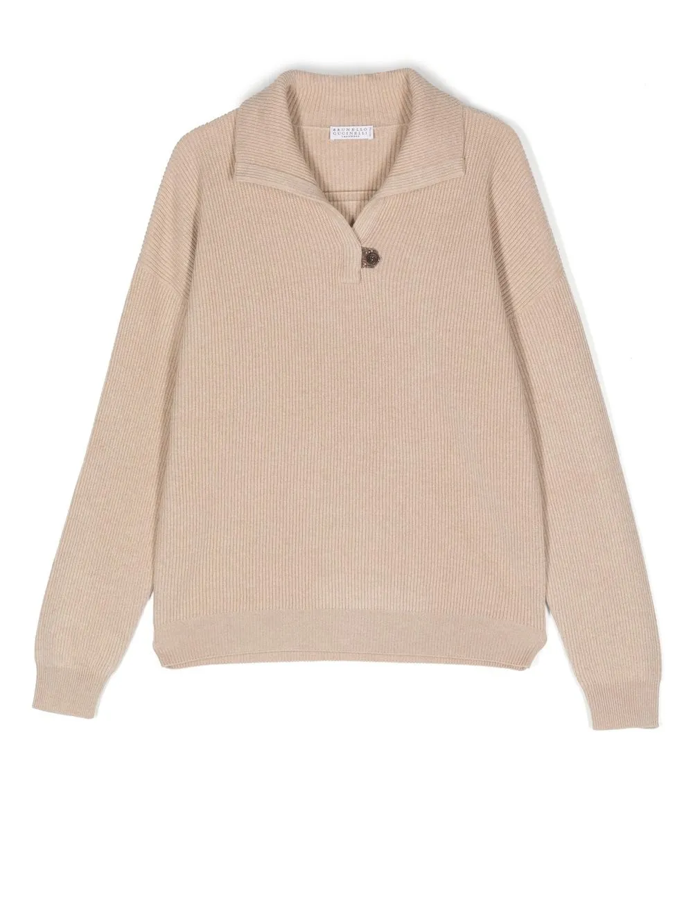 

Brunello Cucinelli Kids suéter de cachemira de canalé con cuello abierto - Neutro
