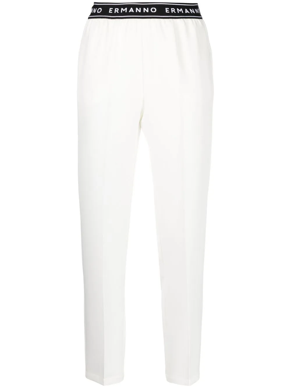 

ERMANNO FIRENZE logo-waistband slim-cut trousers - White