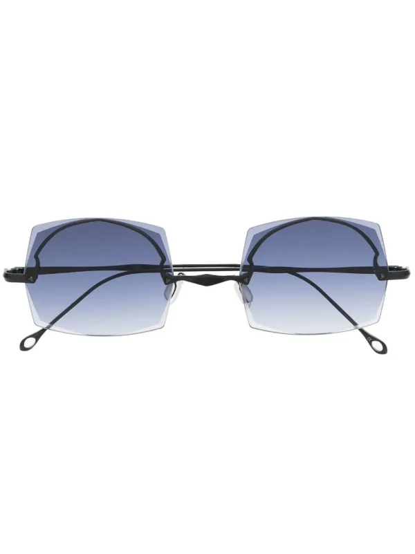 Black rimless hot sale square sunglasses