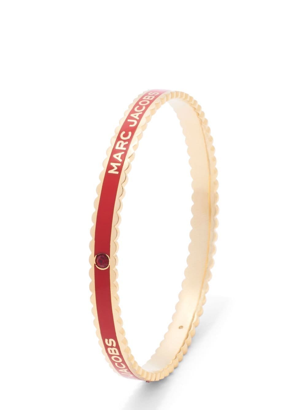 Shop Marc Jacobs The Medallion Scalloped Bangle Bracelet In Red