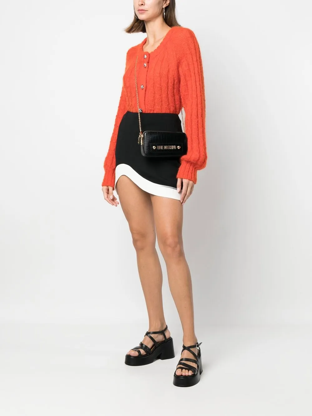 Love Moschino Schoudertas met krokodillenleer-reliëf - Zwart
