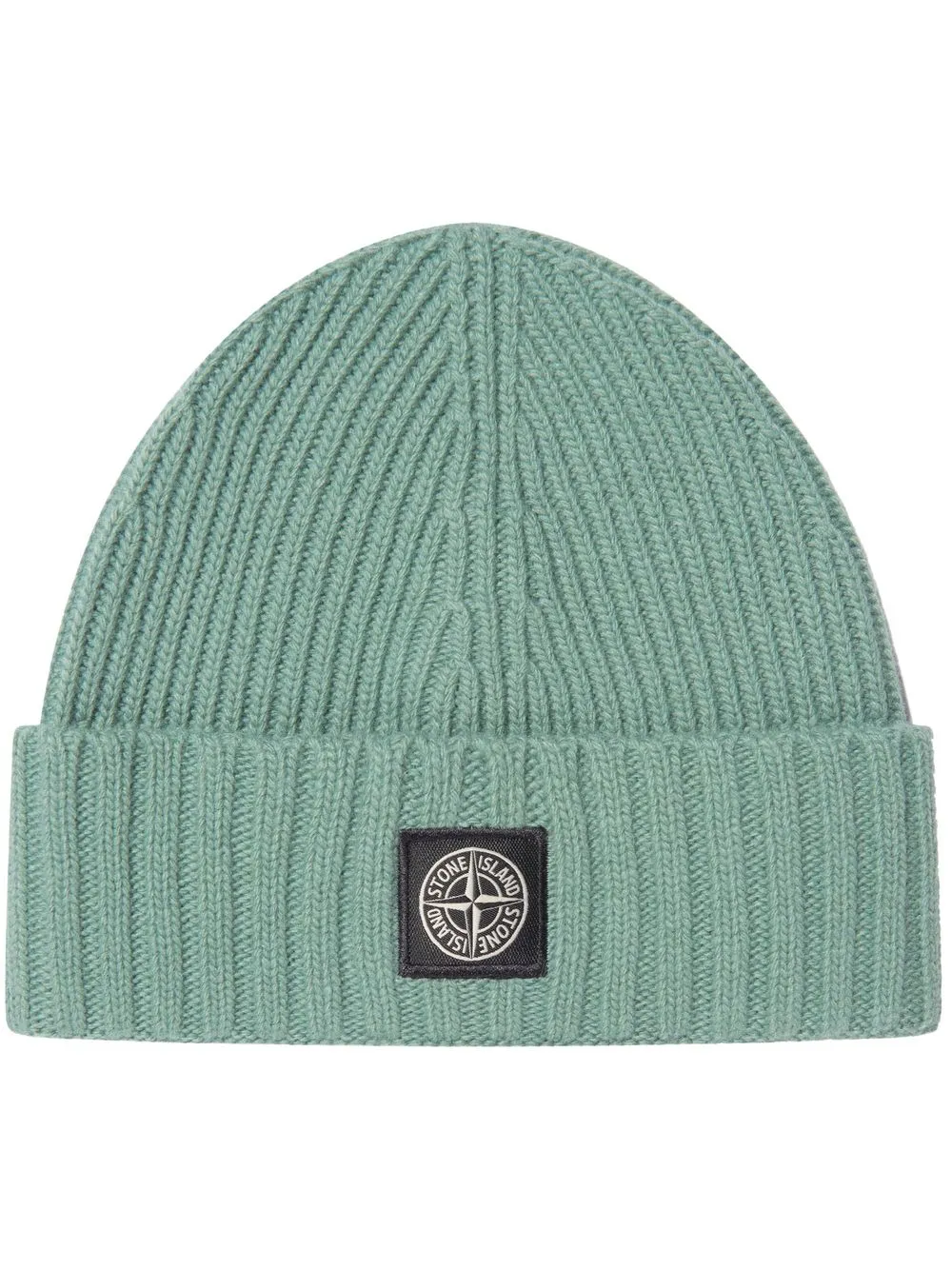 

Stone Island Junior logo-patch ribbed beanie - Green