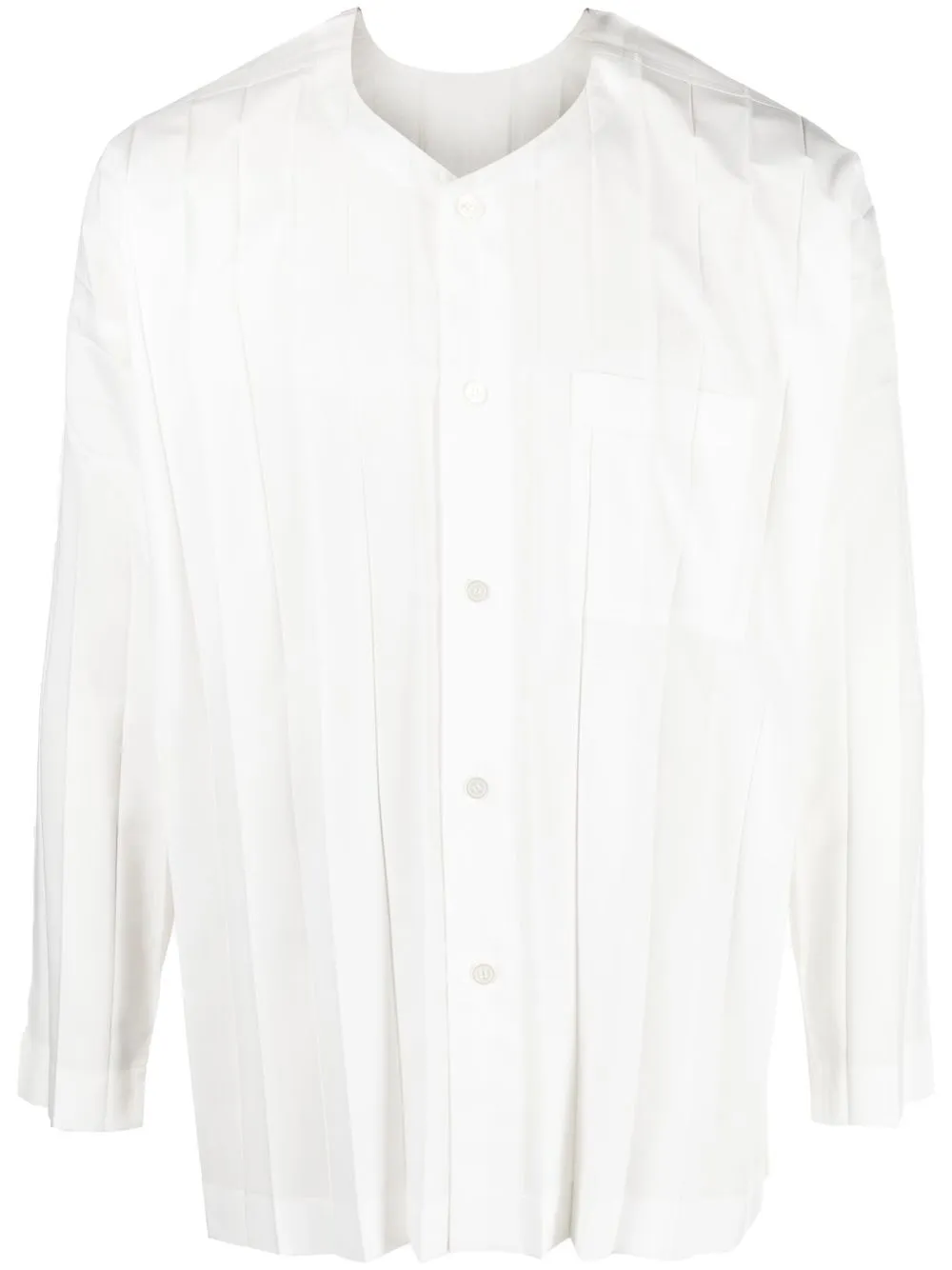 

Homme Plissé Issey Miyake camisa plisada con cuello redondo - Blanco