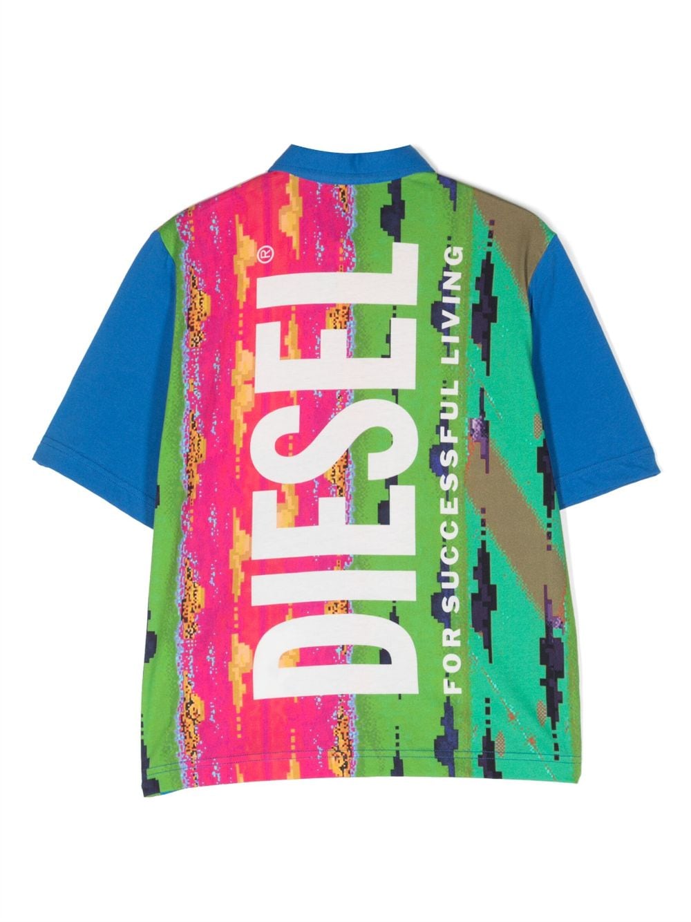 Diesel Kids T-shirt met logoprint - Blauw