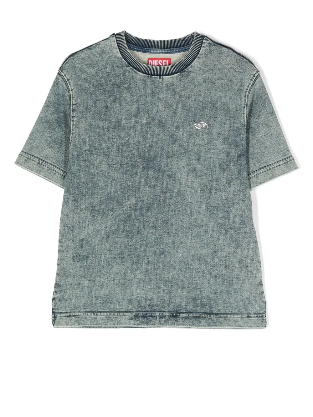 Diesel Kids' Biggor Washed Denim T-shirt In Blue