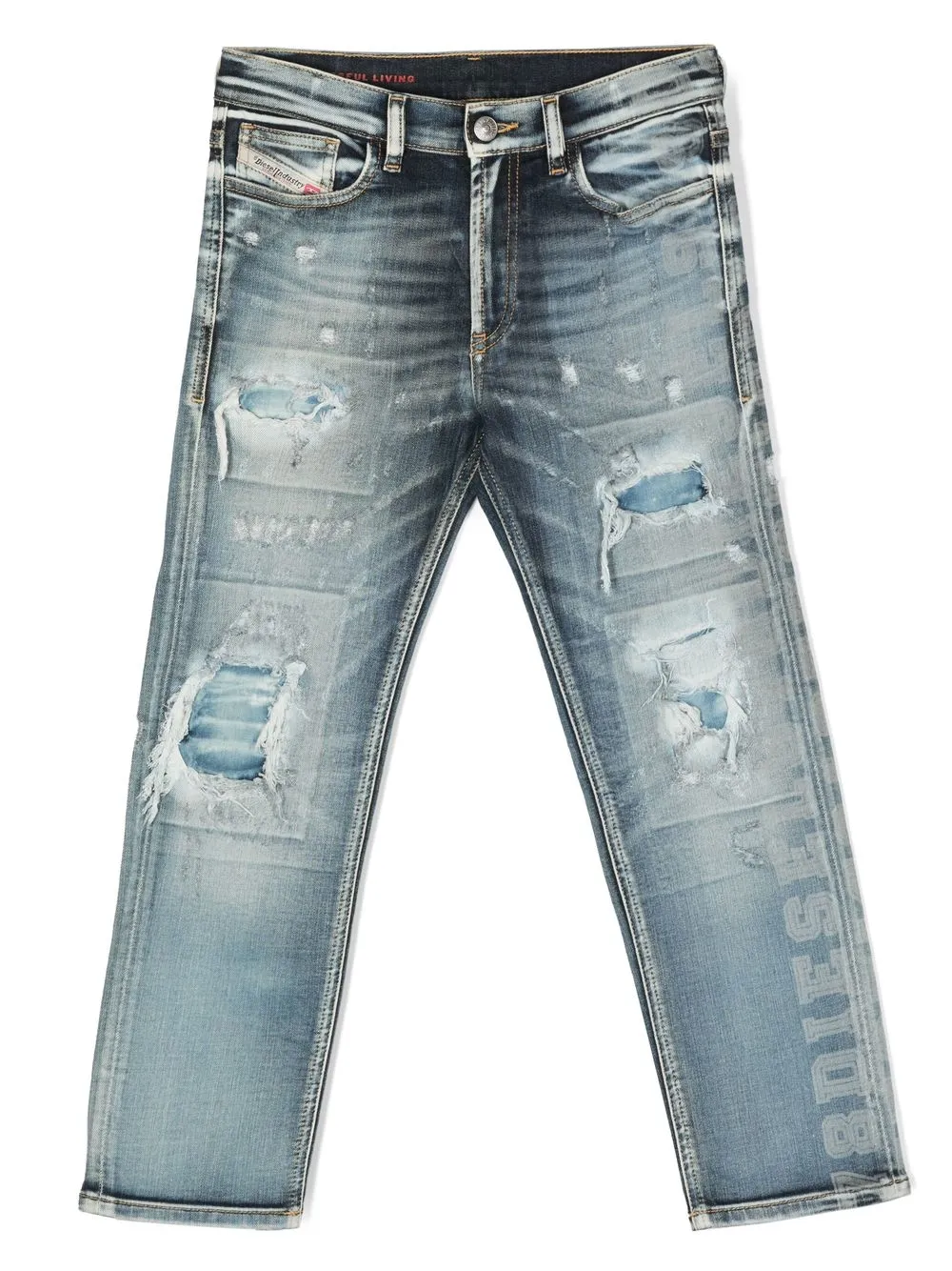 

Diesel Kids 2010-J distressed straight jeans - Blue