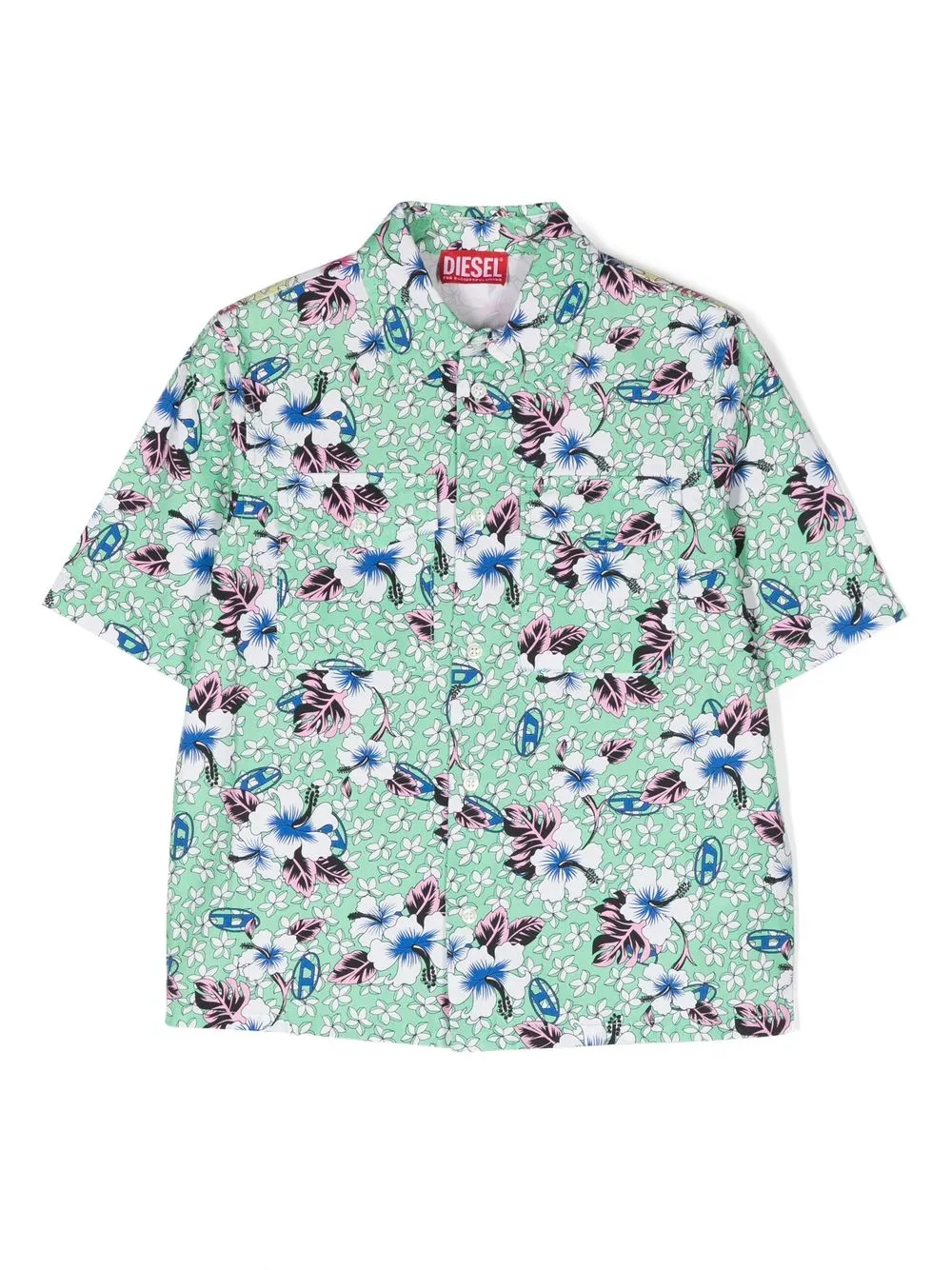 

Diesel Kids floral-print shirt - Green