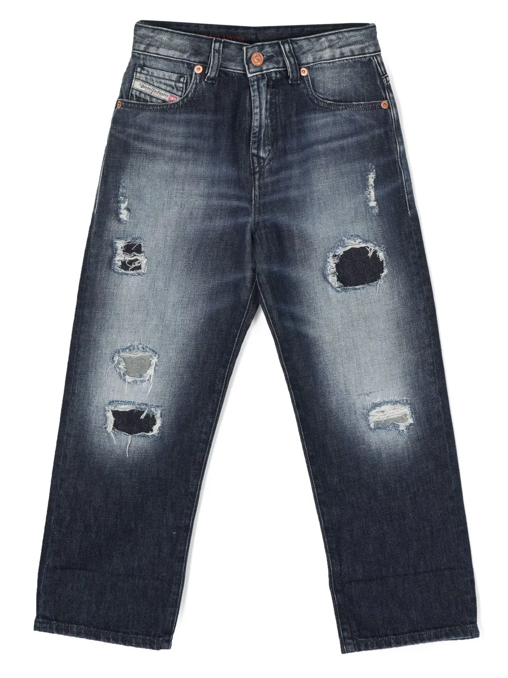 

Diesel Kids distressed straight-leg jeans - Blue