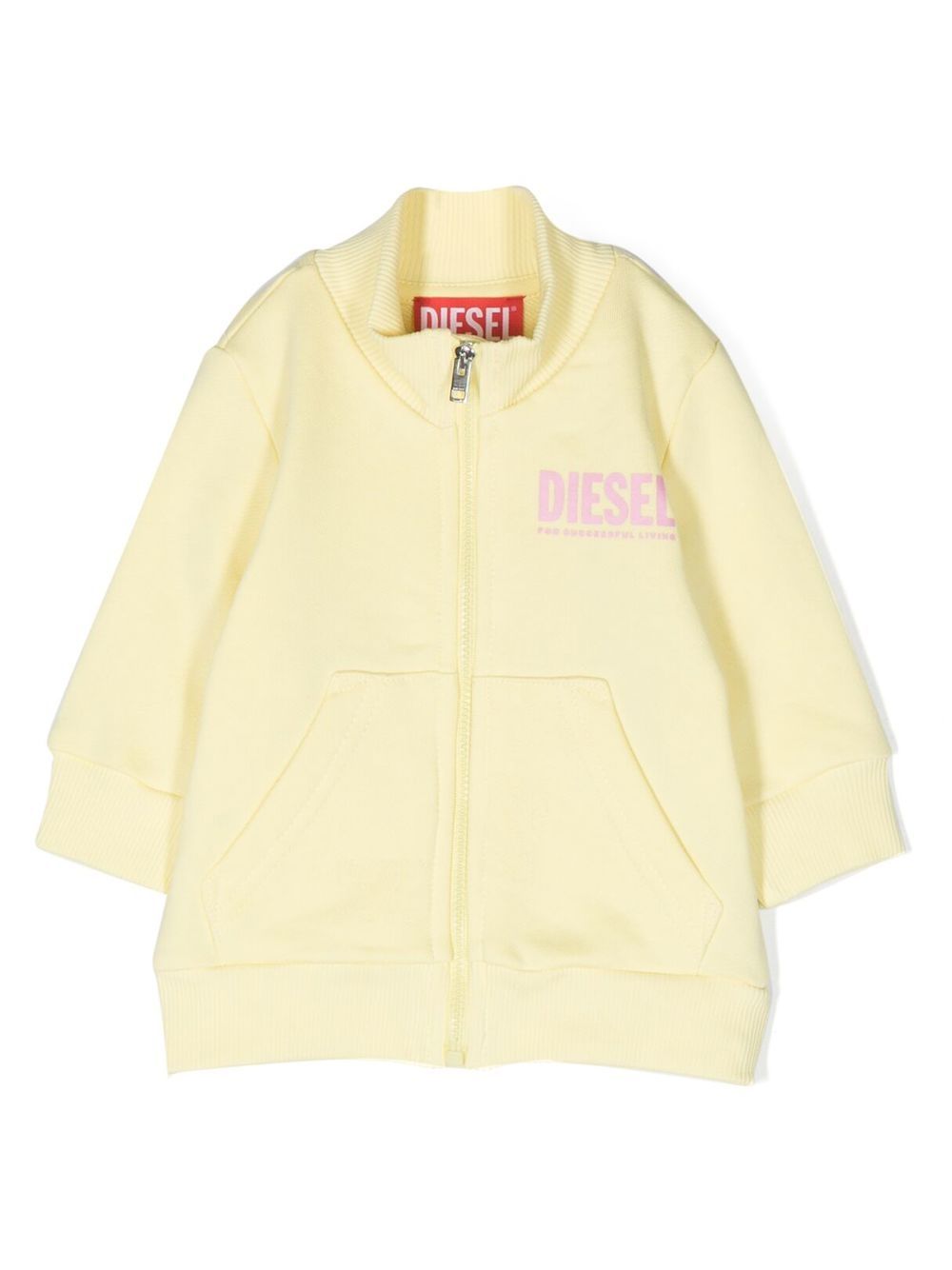 

Diesel Kids sudadera con logo estampado y cierre - Amarillo