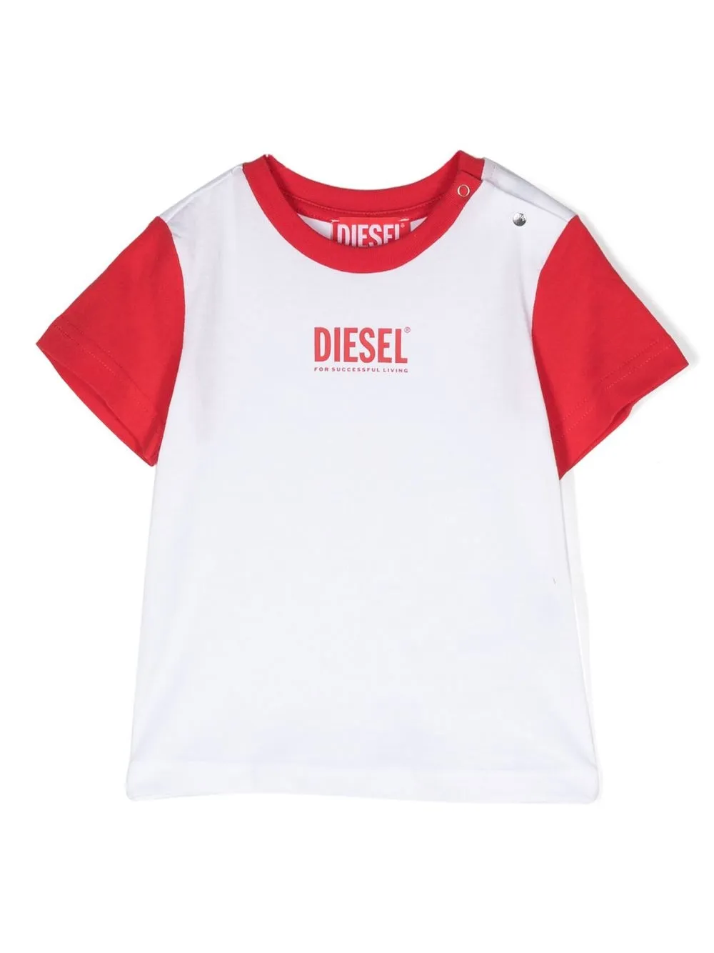 

Diesel Kids logo-print colour-block T-shirt - White