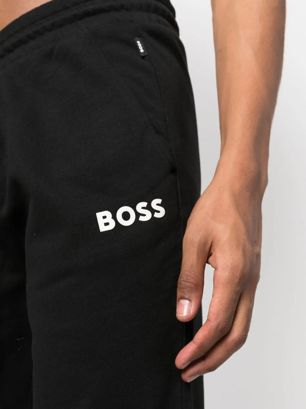 Hugo Boss Lamont Cotton-terry Tracksuit Pants In 黑色