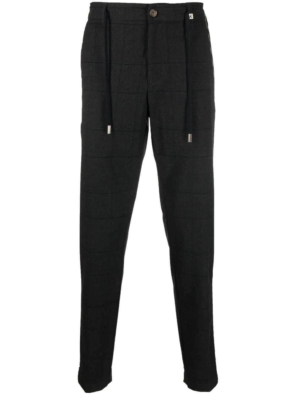 

Myths grid-print drawstring straight trousers - Grey