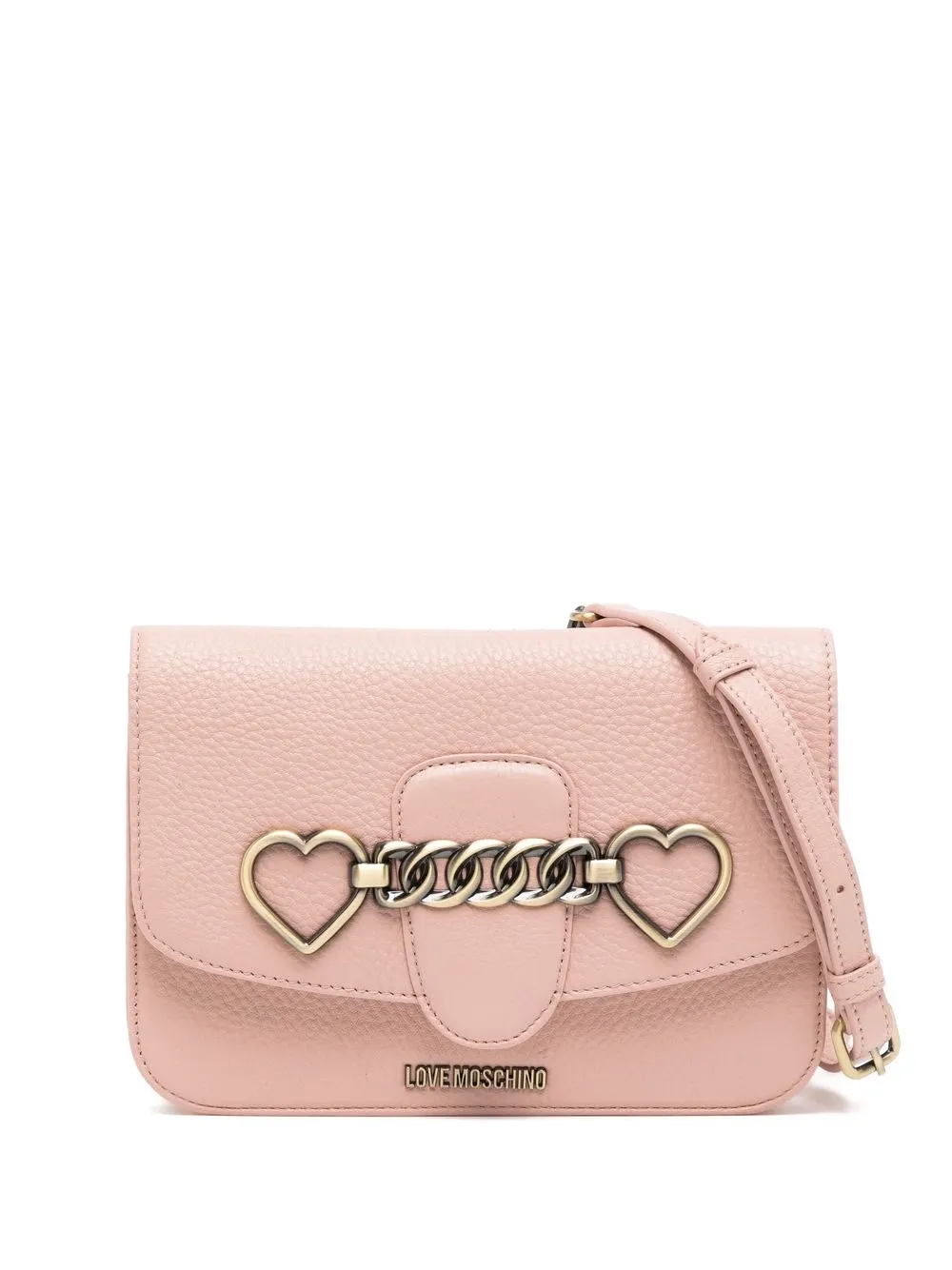 

Love Moschino bolsa crossbody con placa del logo y cadena - Rosado