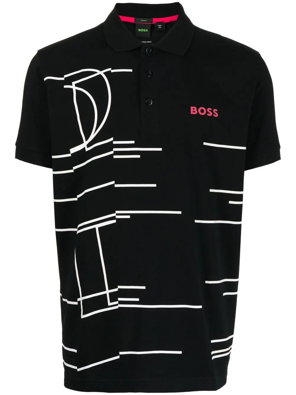 

BOSS logo-print short-sleeved polo shirt - Black