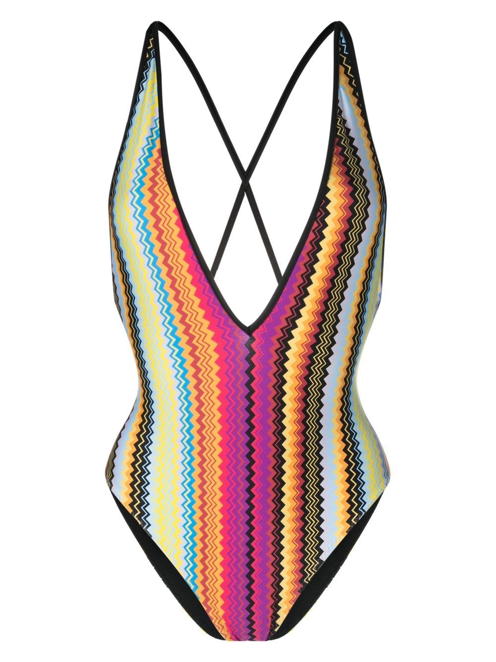 Missoni Mare Printed Open-back Swimsuit In Pink
