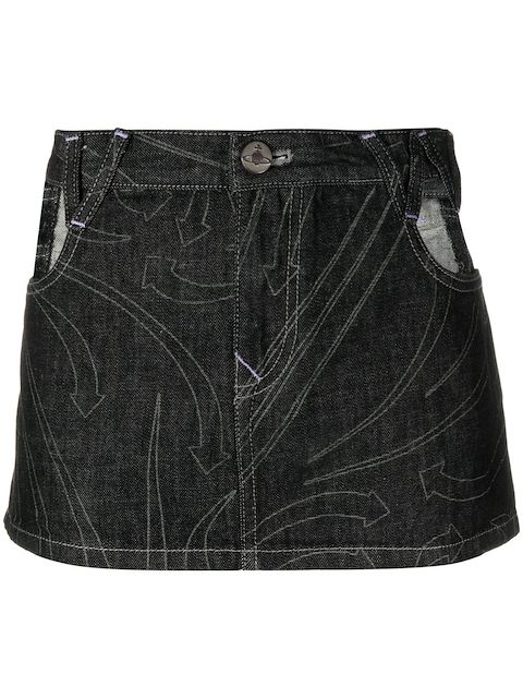 Vivienne Westwood decorative-stitch denim skirt