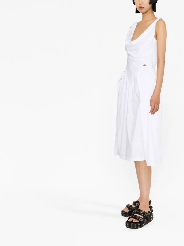Vivienne Westwood Sunday cowl-neck Cotton Midi Dress | White