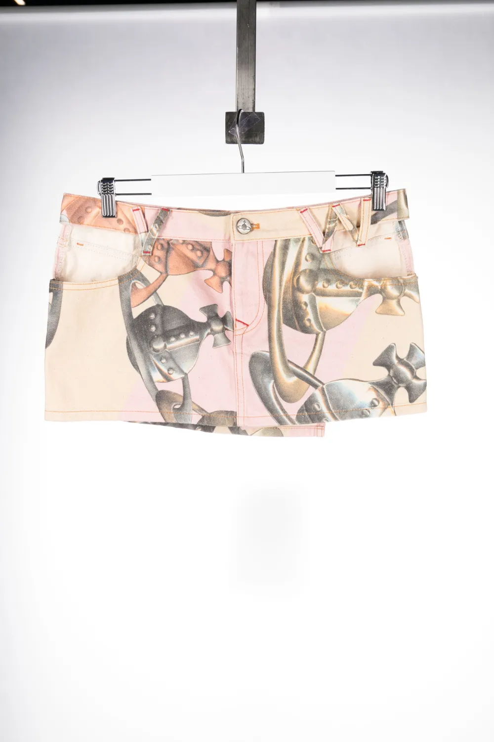 Vivienne Westwood Woman Denim Skirt Pink Size 26 Organic Cotton In Pink