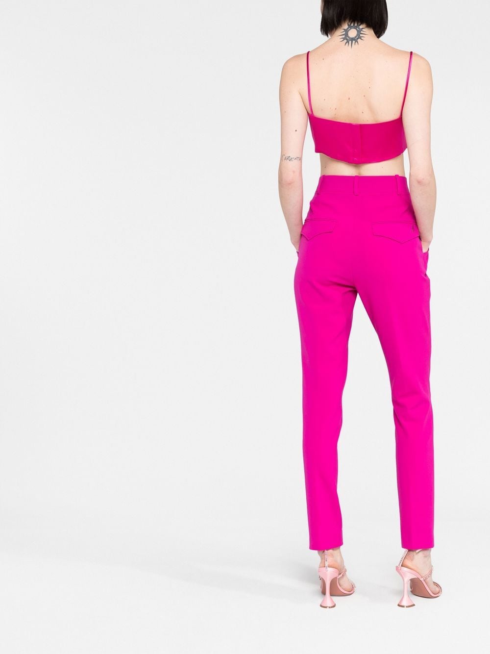 Shop Attico Berry High-waisted Tailored Trousers In Rosa