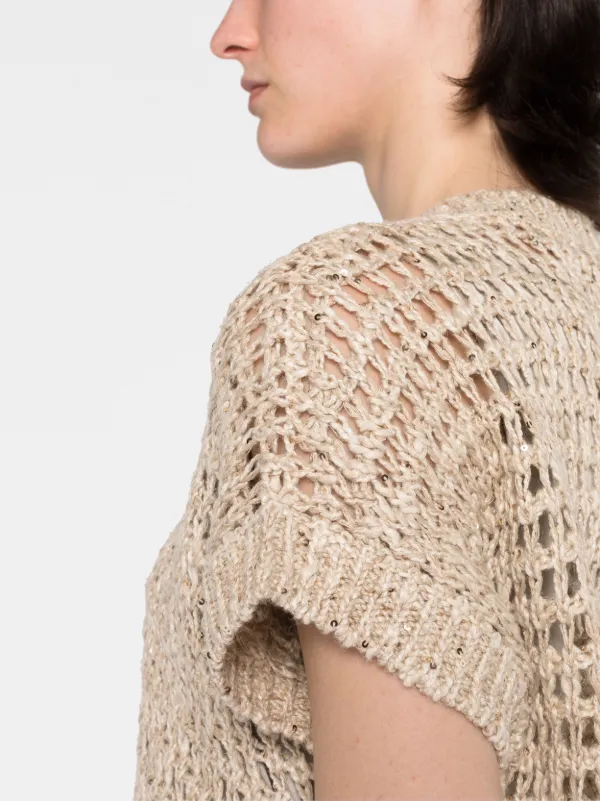 Brunello Cucinelli open-knit short-sleeve Jumper - Farfetch