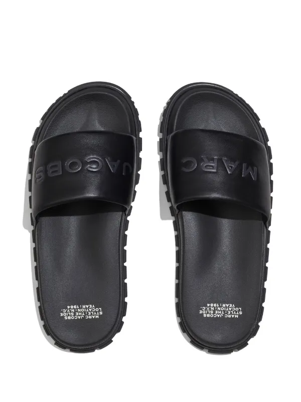 Marc Jacobs Claquettes The Leather Slide a Logo Embosse Noir FARFETCH FR