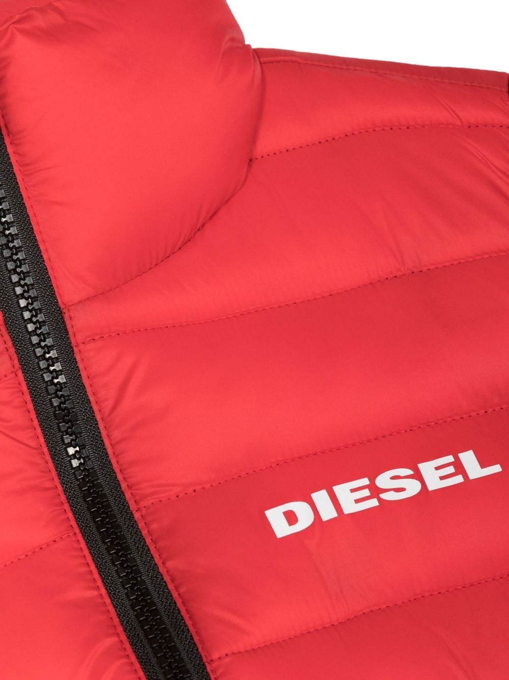Shop Diesel Jolice Logo-print Padded Gilet In Red
