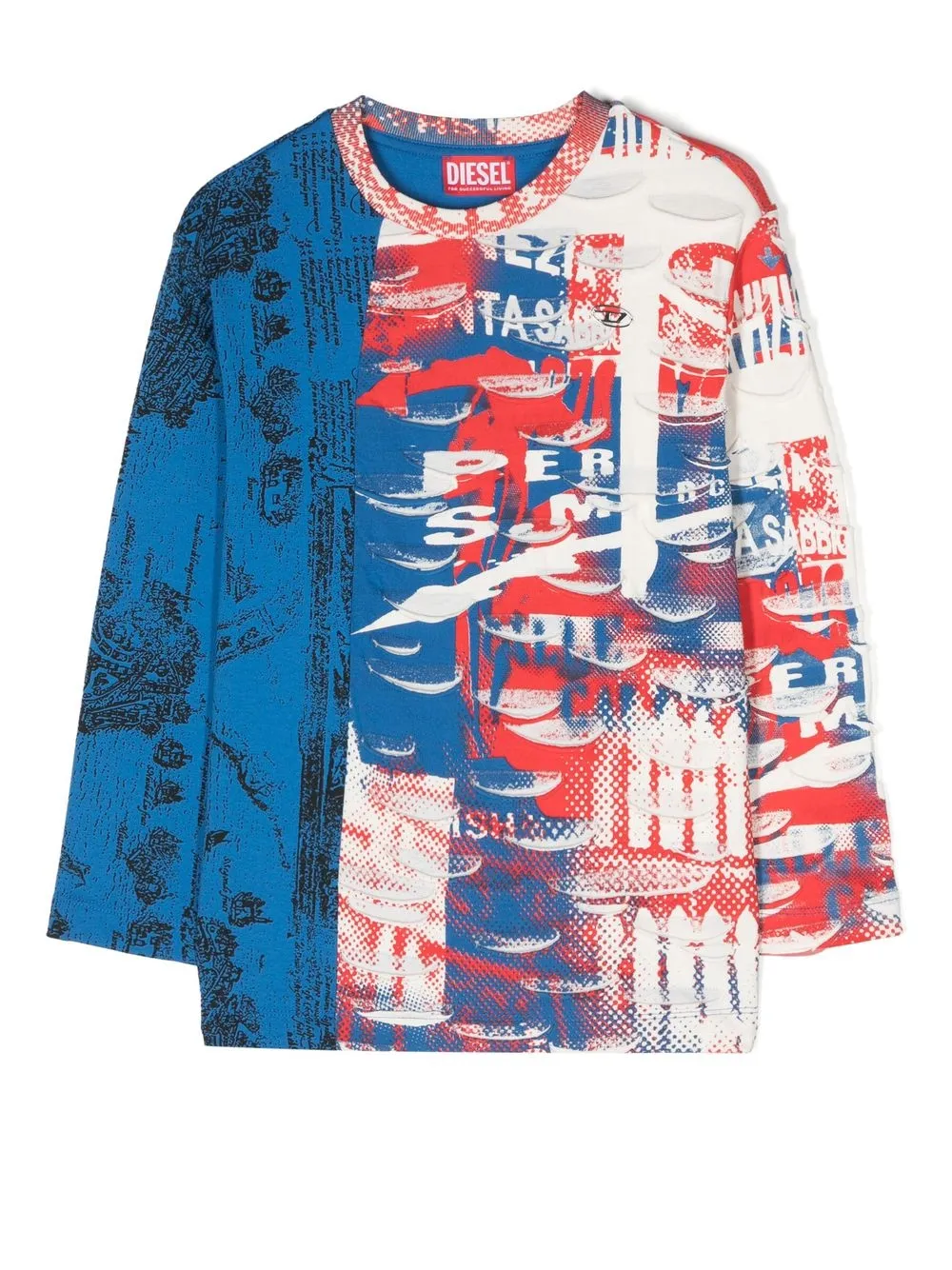 

Diesel Kids top manga larga con estampado gráfico - Azul