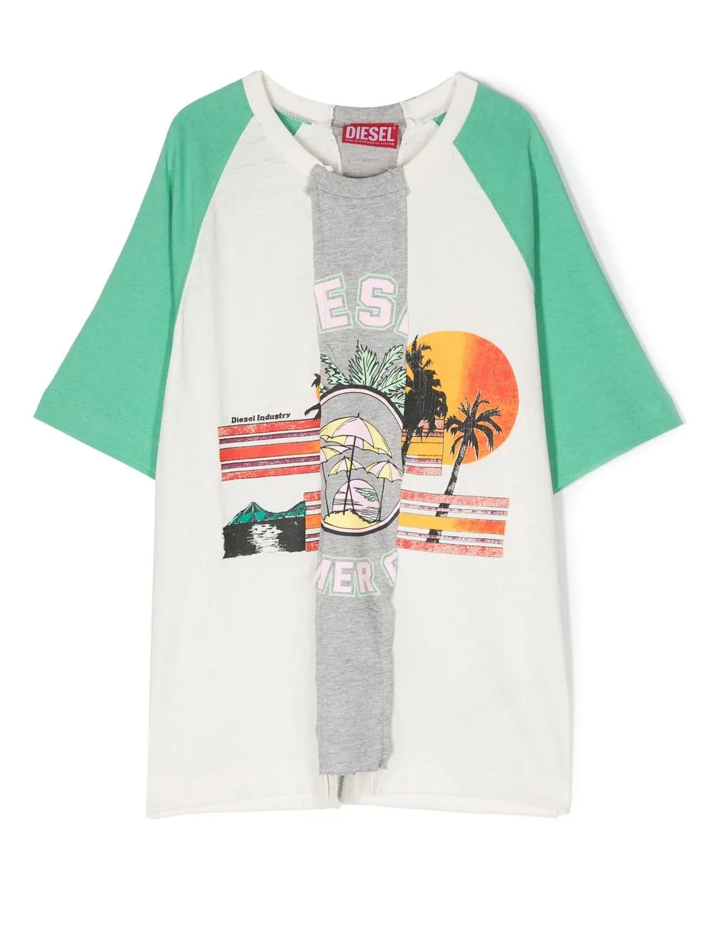 

Diesel Kids patchwork cotton T-shirt - Neutrals