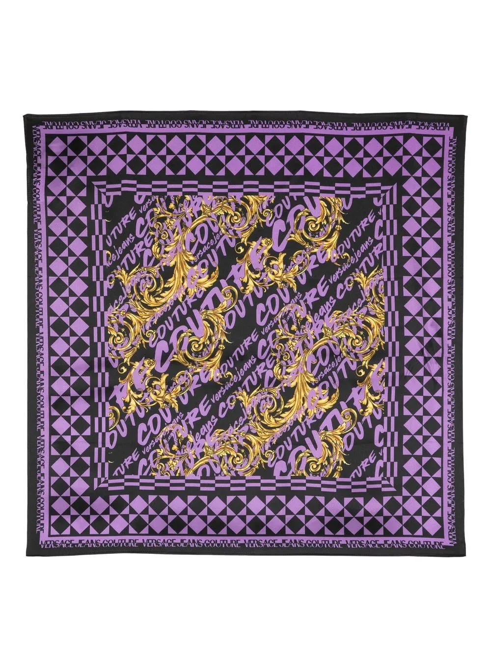 

Versace Jeans Couture barocco-print silk scarf - Purple
