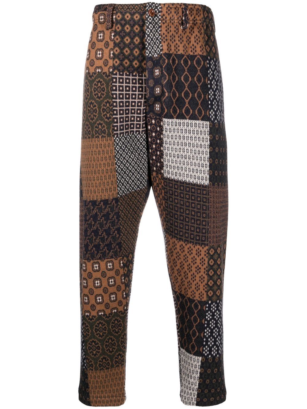 patchwork slim fit trousers