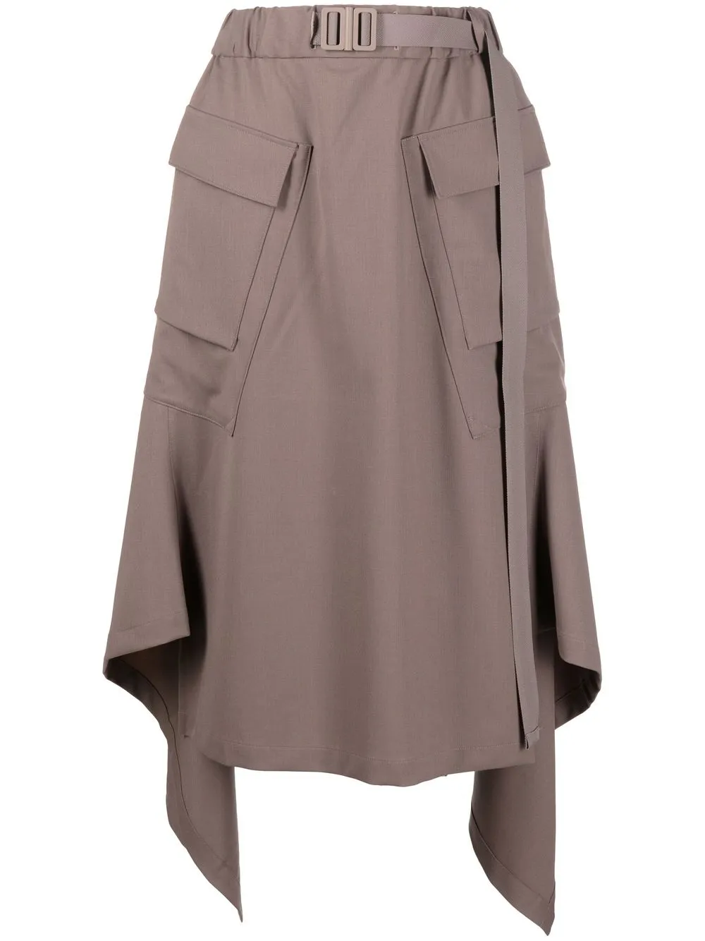 

Y-3 belted wool skirt - Brown