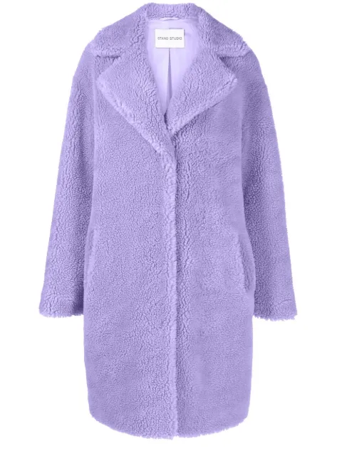 faux-shearling single-breasted coat