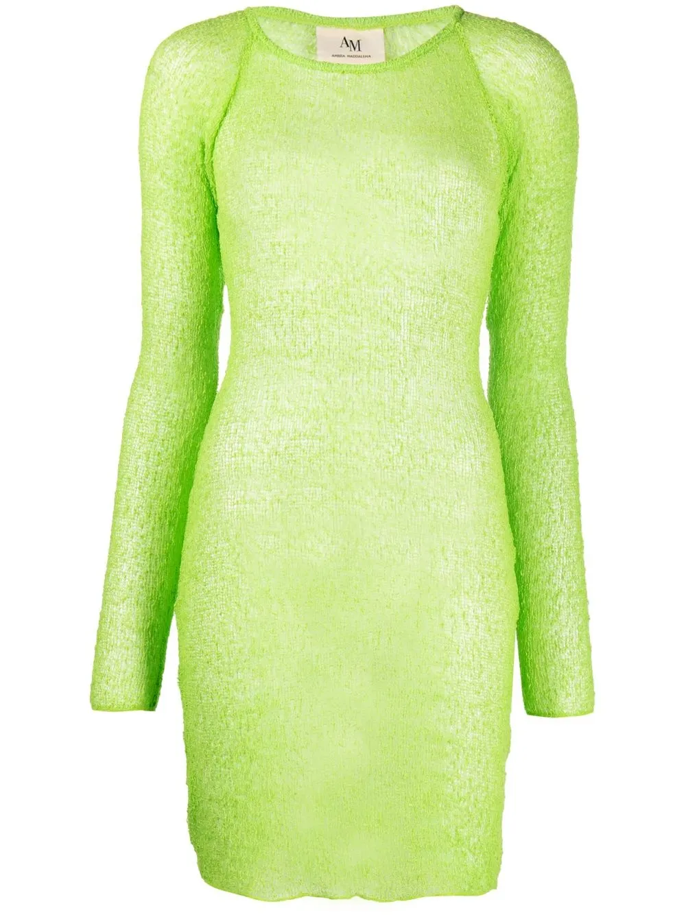 Ambra Maddalena Andy Sheer Knitted Minidress In Green