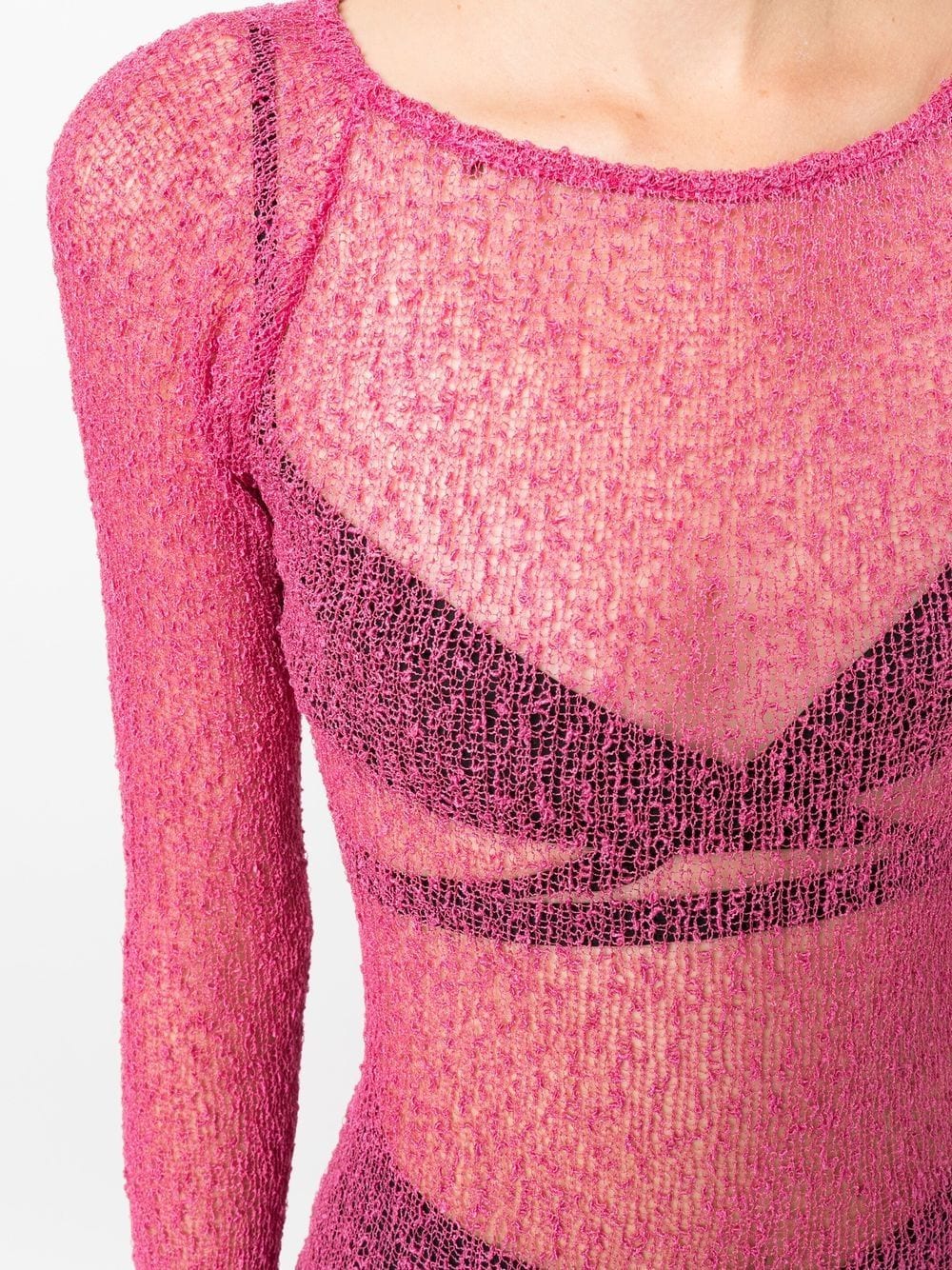 Shop Ambra Maddalena Andy Sheer Knitted Mini Dress In Pink