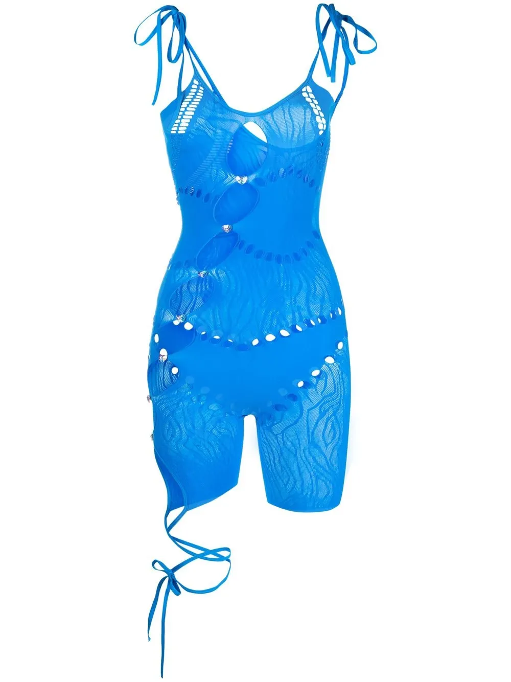

POSTER GIRL Cleo perforated-detail playsuit - Blue