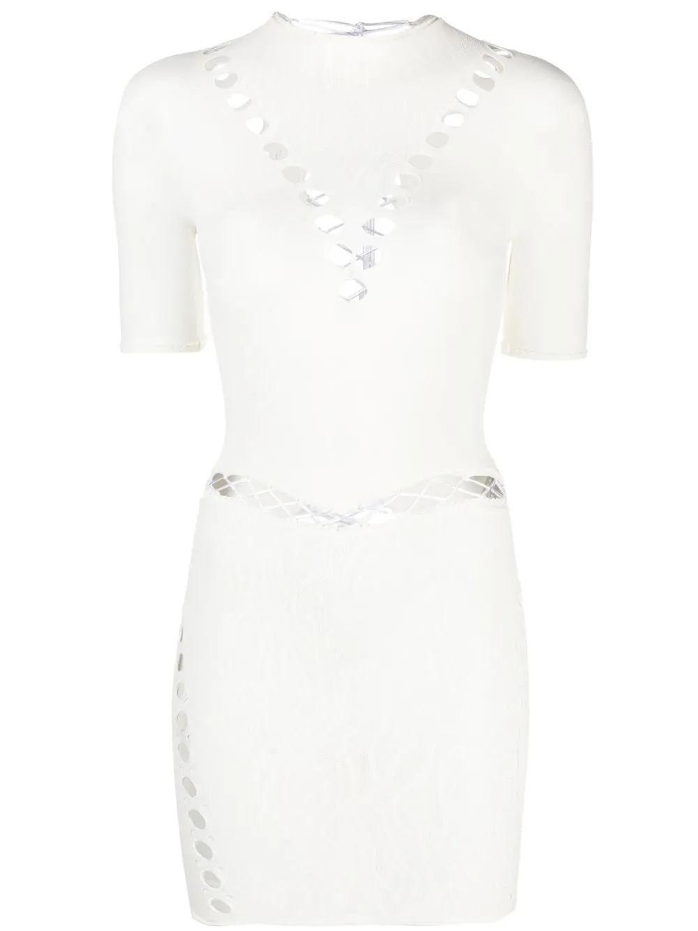 

POSTER GIRL vestido corto con aberturas y agujetas - Blanco
