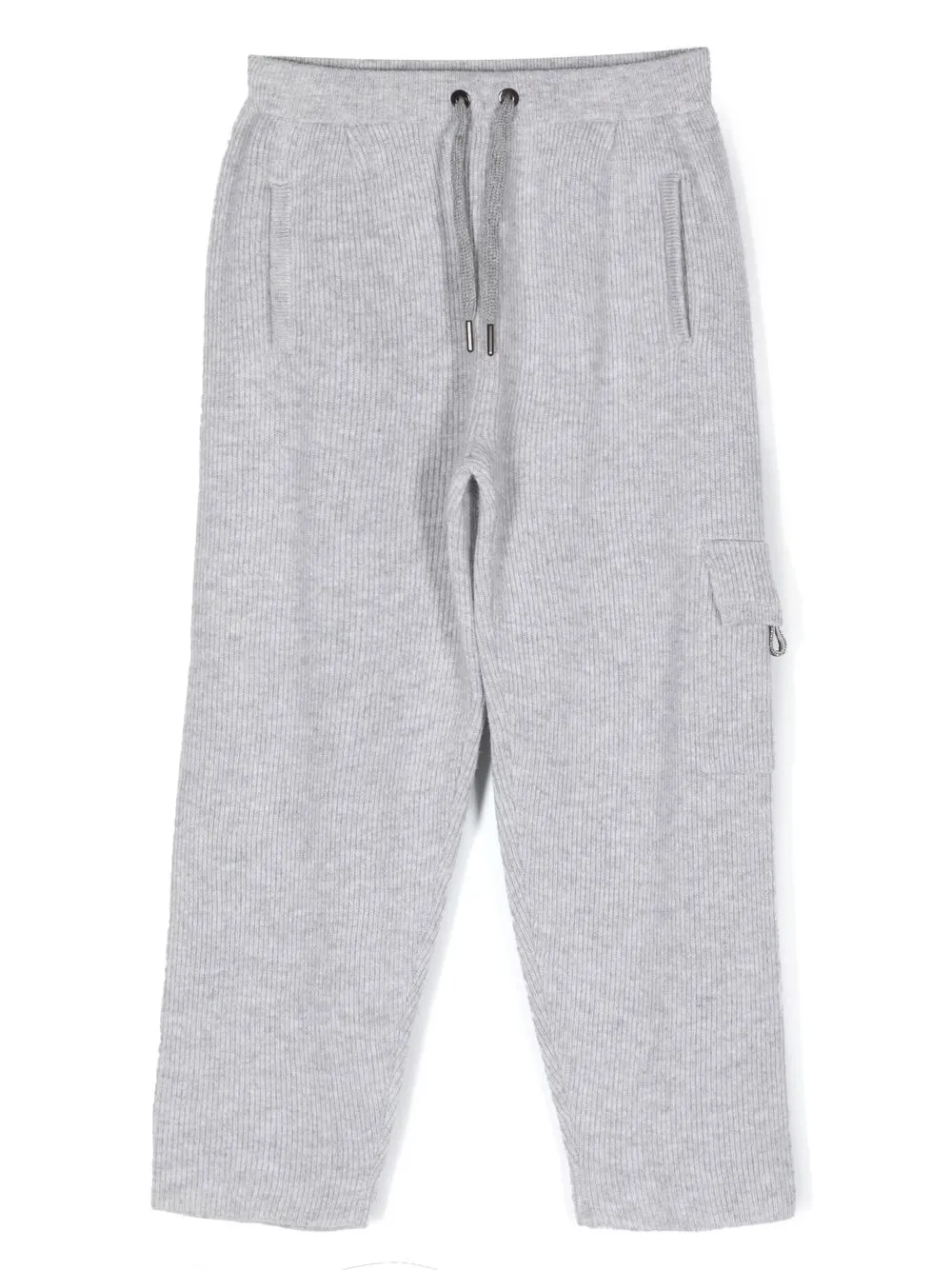 

Brunello Cucinelli Kids ribbed knit cashmere tracksuit bottoms - Grey