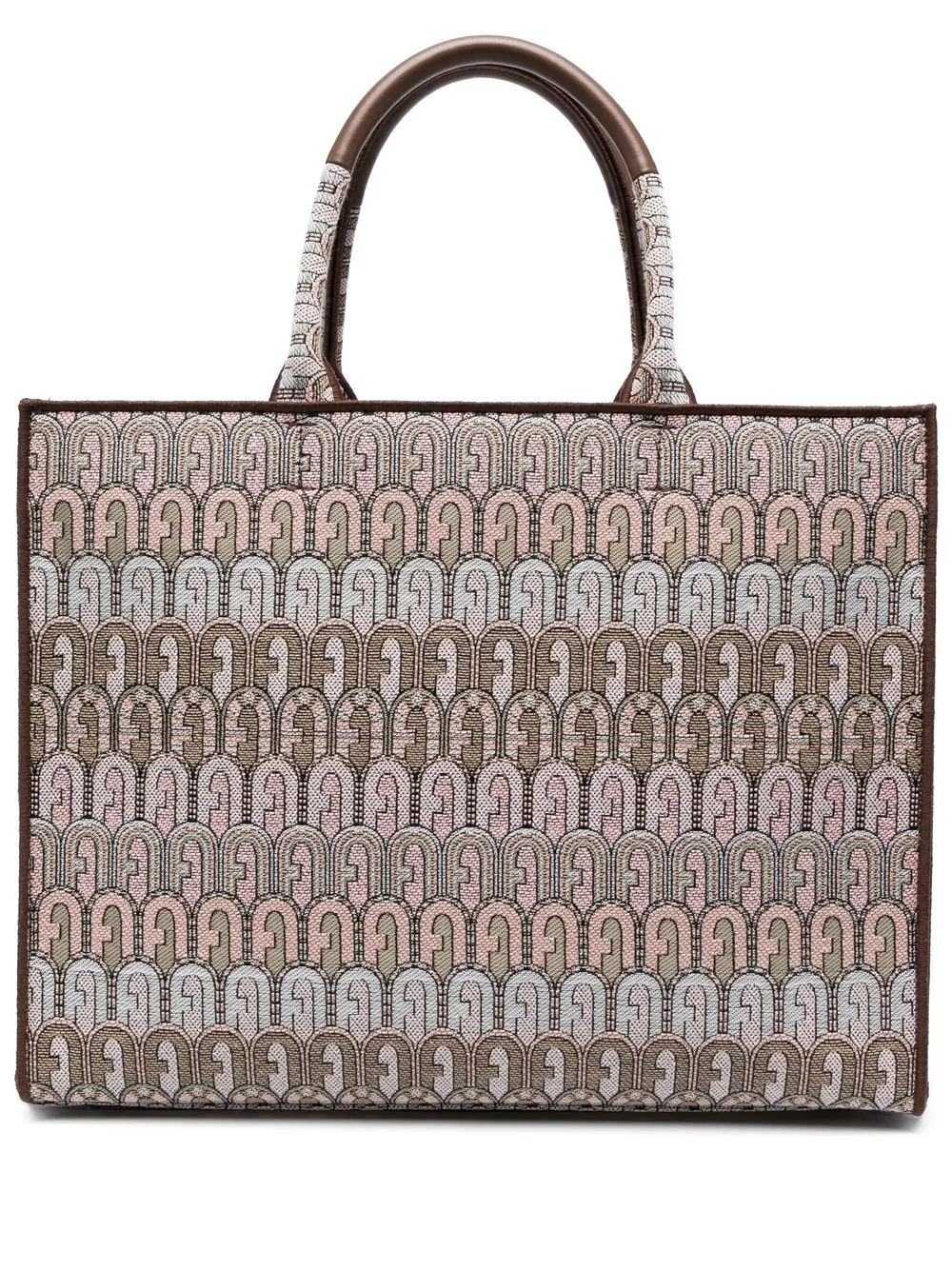 

Furla all-over logo jacquard tote bag - Brown